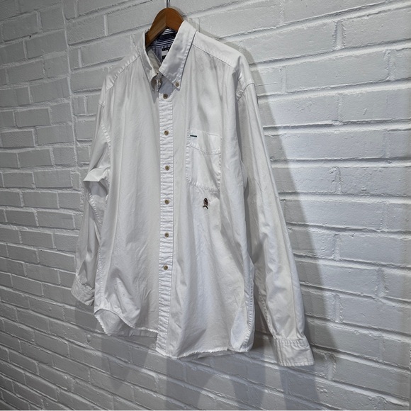 Tommy Hilfiger Custom-Fit Th Flex Solid Oxford Shirt Men's XL Bright White L/S - Picture 4 of 8
